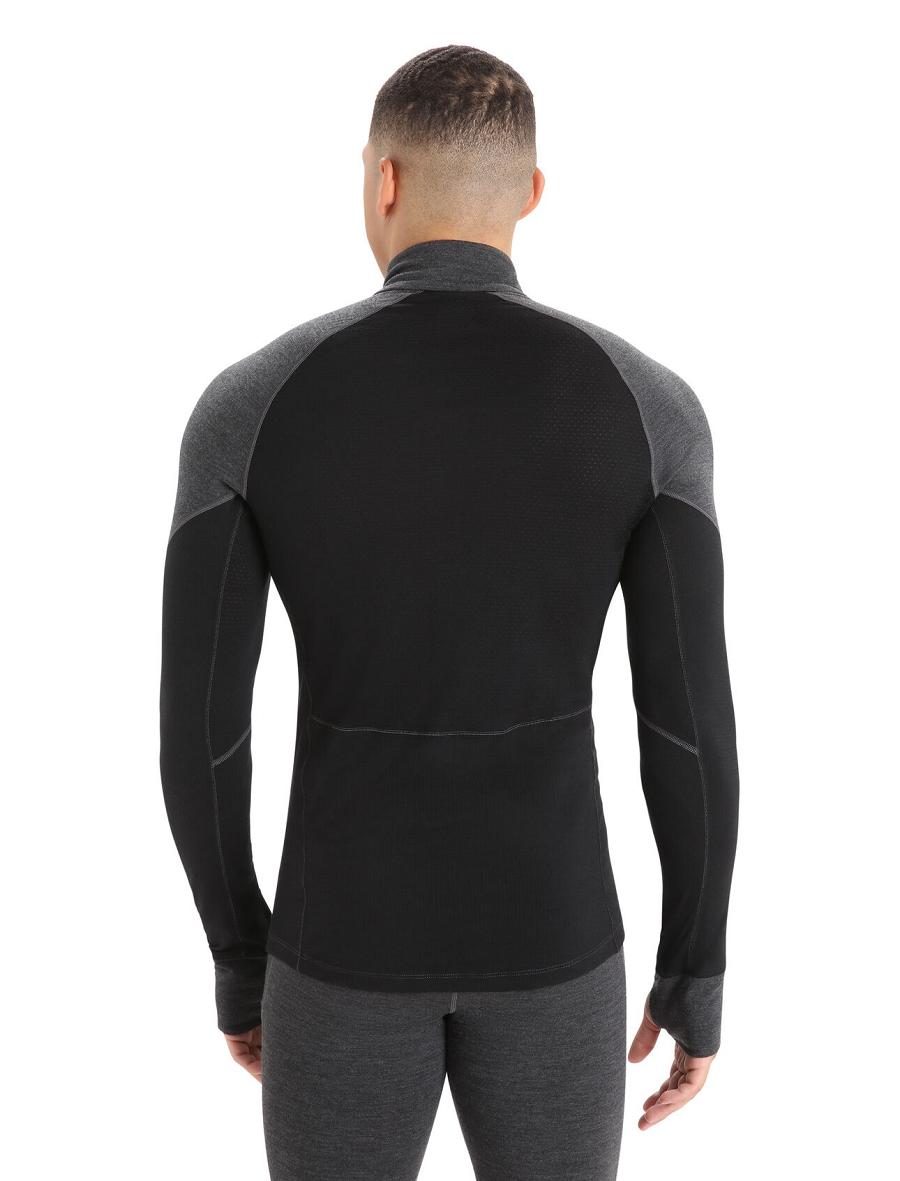 Men's Icebreaker BodyfitZone™ Merino 260 Zone Long Sleeve Half Zip Thermal Top Base Layers Jet Heather / Black | CA 1598RVDW